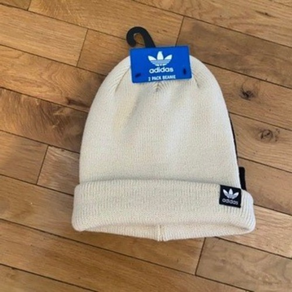 Adidas Womens‎ 2 Pack Trefoil Beanie Wonder Cream Black OSFA